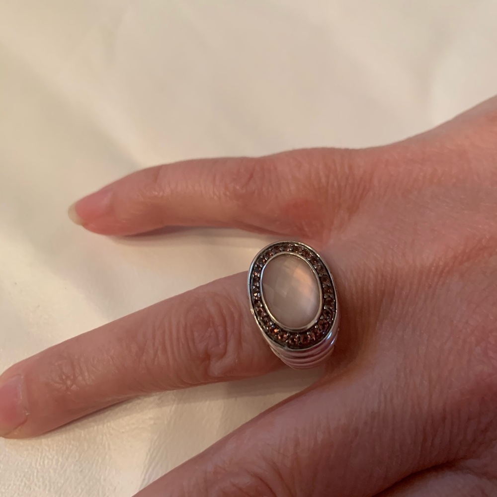 John Hardy Bedeg Rose Quartz Tourmaline Sterling Silver Ring 5